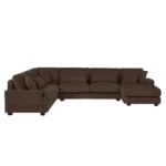 Goldoma modular U-shaped sectional sofa with chaise lounge and sofa bed in soft corduroy fabric