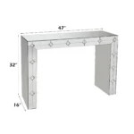 Goldoma modern mirrored console table with faux rhinestone accents in a living room entryway