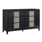 Goldoma 6-Drawer Dresser in Charcoal Gray with Reeded Front Panels – Solid Wood Construction – side view