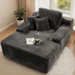 Goldoma corduroy recliner sofa in modern design with square arms and tight back, perfect for living rooms