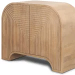 Goldoma 32-inch natural solid wood textured door accent cabinet in living room