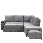 Goldoma L-Shape Padded Modular Sofa with Storage, USB Ports, and Cup Holders – in a cozy room setting