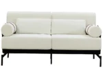 Goldoma modern loveseat with USB ports, corduroy chenille cover and wood legs
