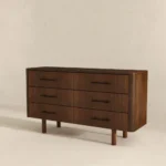Goldoma modern solid wood makeup vanity dresser with 6 drawers and lighted mirror