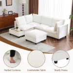 Goldoma Cloud Convertible Chenille Sectional Sofa Bed Set in dark gray, modular U-shape showing sofa and bed modes