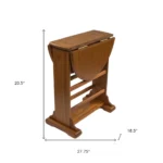 21" HMS Brown Solid Wood Oval Drop Leaf End Table for Living Room Furniture - Image 5