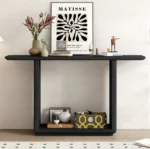 Goldoma Modern Solid Wood Console Table with U-Base and curved corners in entryway