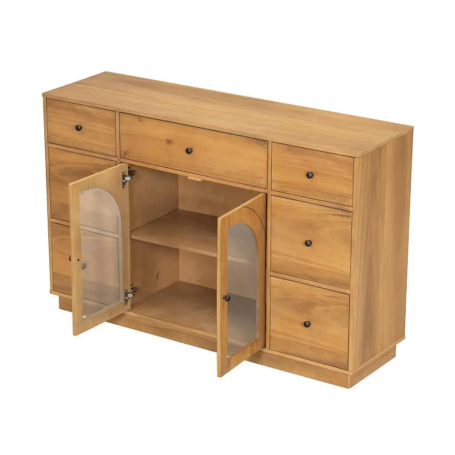 Goldoma Modern Storage Cabinet with 2 Doors and 7 Drawers - Eco-Friendly MDF Sideboard