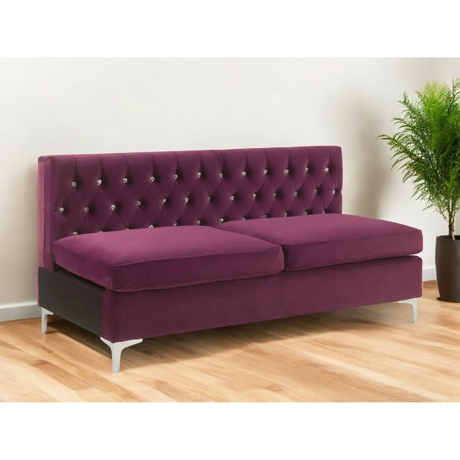 H6398f774f8ad4514ba0bdcc71d439cabM.webp Goldoma 69-inch burgundy boucle velvet modular sofa with silver legs - modular velvet sofa in living room