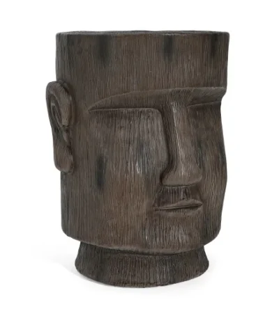 Moai head side table outdoor Easter Island decor by Goldoma
