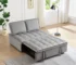 Goldoma Convertible Sofa Bed – Grey Velvet, 2-Seat with Detachable Backs
