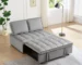 Goldoma Convertible Sofa Bed – Grey Velvet, 2-Seat with Detachable Backs