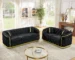 2-Piece Velvet Chesterfield Sofa Set with Gold Legs – 84.6" 3-Seater & 62.6" Loveseat