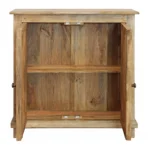 Goldoma 34 inch solid wood sideboard cabinet in light brown with two doors and adjustable shelves for living room storage