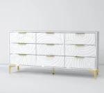 Goldoma 9-drawer oak dresser with TV stand – solid wood storage chest for bedroom and living room