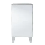 Modern silver console table with 3 drawers in living room setting - Goldoma silver console table