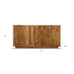 Goldoma 72 inch solid wood sideboard with four doors and shelves in warm brown finish for living room or dining room
