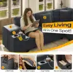 Goldoma Modern L-Shaped Sectional Sofa with Storage, USB, and Ottoman – top view