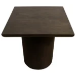 24" HMS Dark Brown Distressed Solid Wood Square Pedestal Console Table End Table - Image 6