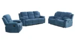 Goldoma beige corduroy 3-piece recliner sofa set in modern living room
