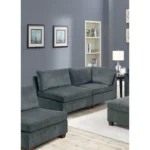 Goldoma modular u-shaped sectional sofa in gray chenille with corner wedge and ottoman in living room
