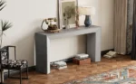 Goldoma 47-inch oak veneer console table with storage shelf in a modern entryway