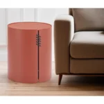 Goldoma brown aluminum round drum end table - compact modern side table for living room