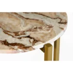Marble end table with brown tan marble top and gold metal frame - Goldoma 21 inch round side table