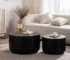 Goldoma Scandinavian Nesting Coffee Table Set - Minimalist Wood Fluted Design