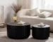 Goldoma Scandinavian Nesting Coffee Table Set - Minimalist Wood Fluted Design