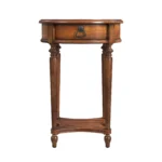 Goldoma rustic end table with drawer and shelf in distressed brown wood