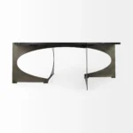 Goldoma genuine marble coffee table 48 inch round black marble top gold iron base modern living room