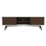 Goldoma 72-inch wood TV stand in walnut white - modern TV console for large flat screen TVs
