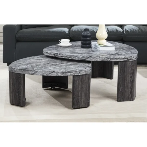 Goldoma Marble Coffee Table Set of 2 - Modern Nesting Tables for Living Room