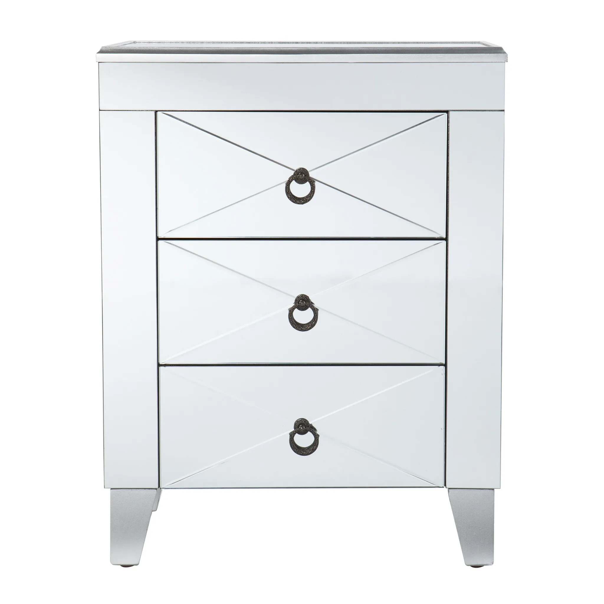 H6875b2bce65046c2b798781eb38589cd4.webp Modern silver console table with 3 drawers in living room setting - Goldoma silver console table