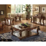 Goldoma 26 inch cherry square end table with shelf in living room