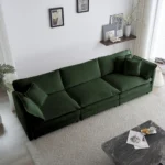 Free Combination Comfy Upholstery Modular Oversized L Shaped Sectional Sofa With Reversible Ottoman, Green Chenille - Image 5