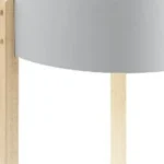 Goldoma round end table in brown and white solid wood placed in a living room