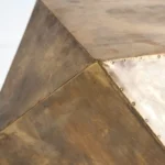 Goldoma 19 inch distressed brass square block end table in living room