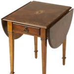 Goldoma 19-inch oval farmhouse coffee table with drawer and brown wood finish in a living room