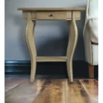 Goldoma 26 inch beige oval farmhouse end table with drawer and shelf