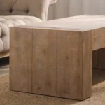 Goldoma 49-inch farmhouse coffee table in black engineered wood with antique finish, placed in a living room