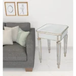 Silver distressed glass end table - Goldoma 26 inch square side table with solid wood frame in living room