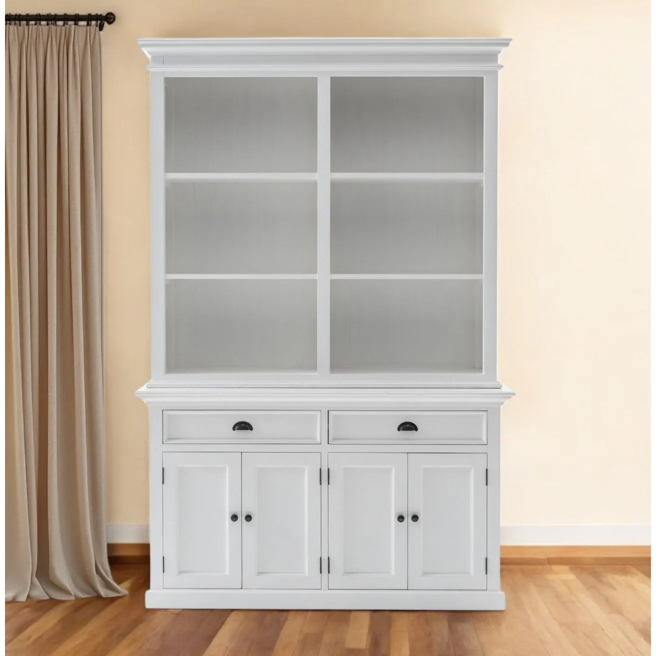 H6aaaa397738148e7a4ee6d468e83bf58m.webp HMS 87 White Solid Wood Adjustable Four Tier Bookcase - Image 1