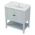 Goldoma 30" Modern Bathroom Vanity with Ceramic Sink and Solid Wood Frame – top view