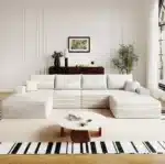 Modular Convertible L-Shape Sectional Sofa, Corduroy Upholstered Couch with Tufted Back, No Assembly Required – side view