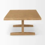 Solid oak coffee table 55 inch double pedestal coffee table in natural finish