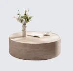 Goldoma round wood coffee table with Mars pattern in modern living room