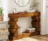 Goldoma Modern Solid Wood Console Table with Storage and Warm Natural Finish