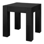 Black square end table with drawer by Goldoma, compact wood side table with storage
